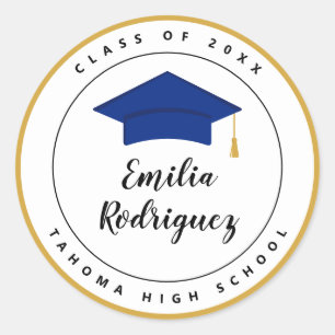 Royal Blue Yellow Gold Graduation Cap Seal