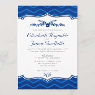 Royal Blue Zigzag Wedding Invitations