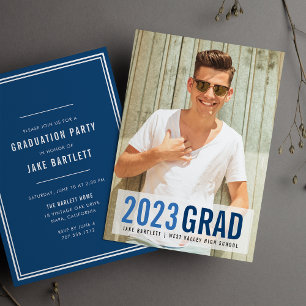 Royal Blues Photo Graduation Party Invitation