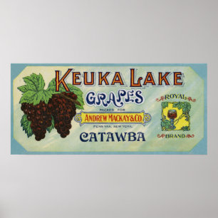 Royal Brand Keuka Lake Grapes Label Poster