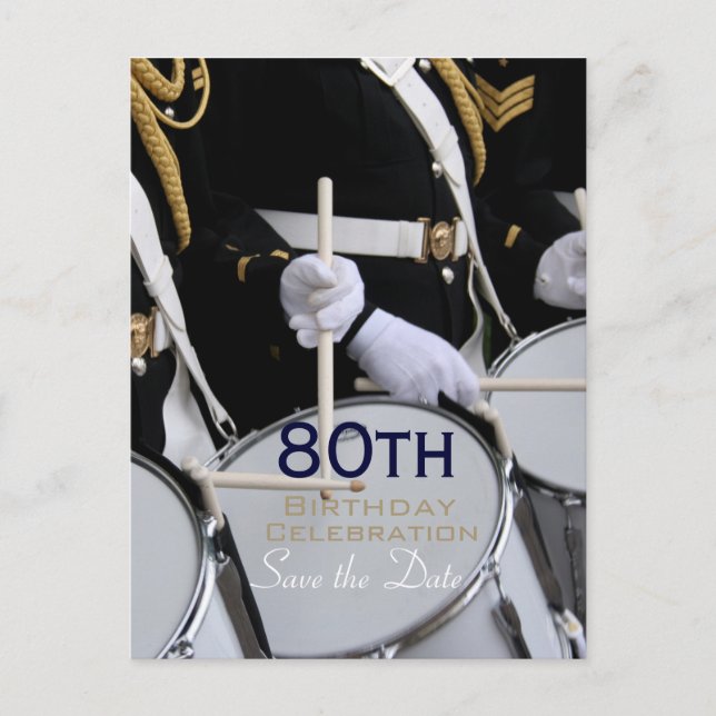 Royal British Band 80th Birthday Save the Date Announcement Postcard (Front)