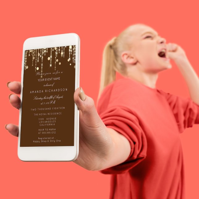 Royal Bronze Gold Drips Birthday Bridal Shower Invitation (Creator Uploaded)