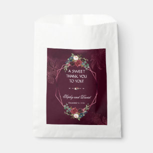 Royal Burgundy Floral Geometric Wedding THANK YOU Favour Bags