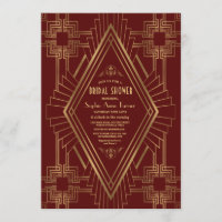 Royal Burgundy Gold Great Gatsby Bridal Shower