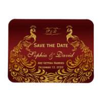 Royal Burgundy Gold Peacock Wedding SAVE THE DATE