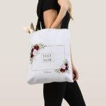 Royal Burgundy Marsala Floral Bridesmaid Tote Bag<br><div class="desc">Romantic card design featuring gorgeous watercolour bouquets,  an unique floral divider and beautiful fonts. Use Customise tool to add your info. For matching items,  please,  visit my Royal Burgundy Floral Collection.</div>