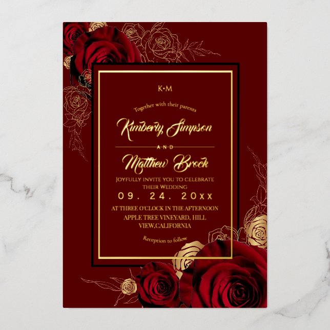 Royal Burgundy Roses Boho Wedding (Front)