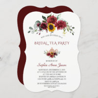 Royal Burgundy Sunflower Bridal Tea Party