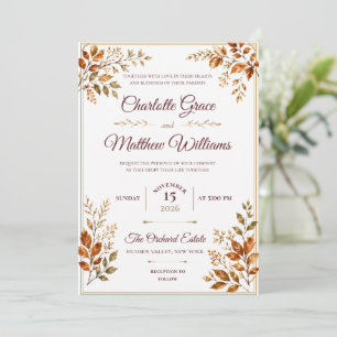 Royal Burgundy Watercolor Floral Wedding Invitatio Invitation