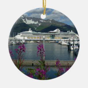 Royal Caribbean in Seward Alaska Ceramic Tree Decoration