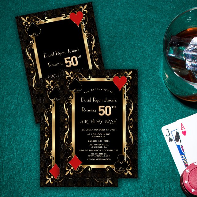 Royal Casino Poker Roaring 50th Birthday Bash  Invitation (Creator Uploaded)