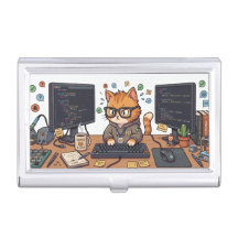 Royal Cat Business Card Holder | Elegant Cat Offic