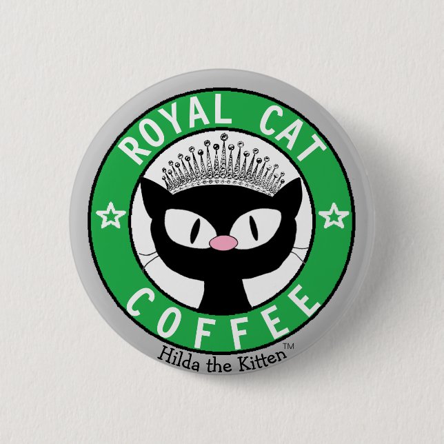 ROYAL CAT COFFEE Black Cat Round Button (Front)