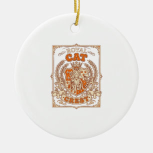Royal Cat Crest Cat Heraldry Coat of Arms Vintage Ceramic Tree Decoration