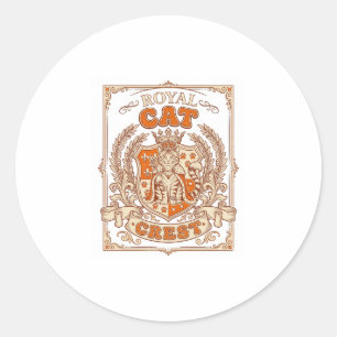 Royal Cat Crest Cat Heraldry Coat of Arms Vintage  Classic Round Sticker