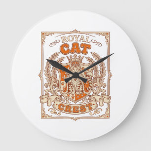 Royal Cat Crest Cat Heraldry Coat of Arms Vintage Large Clock