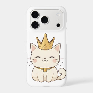 Royal Cat with Golden Crown Kawaii Design