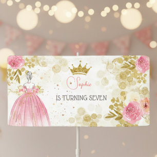 Royal celebration pink princess birthday banner