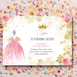 Royal celebration pink princess birthday invitation
