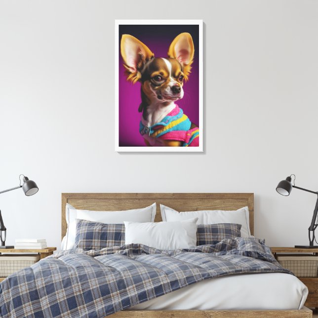 Royal Chihuahua dog Canvas Print (Insitu(Bedroom))