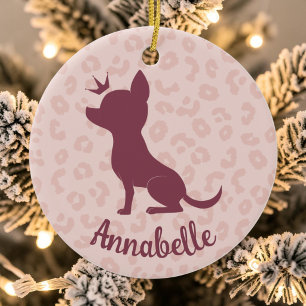 Royal Chihuahua Pet Portrait Silhouette Ceramic Tree Decoration