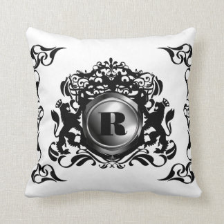 Royal Coat of Arms Monogram R Throw Pillows