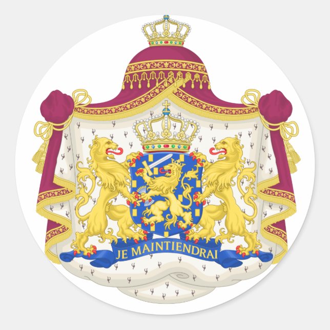 Royal coat of arms of the Netherlands Classic Round Sticker (Front)