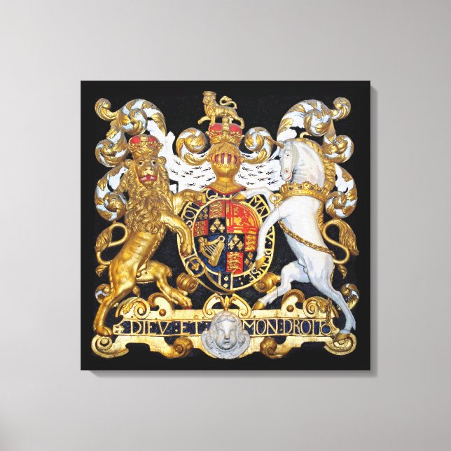 Royal Coat Of Arms, United Kingdom. Canvas Print (Front)