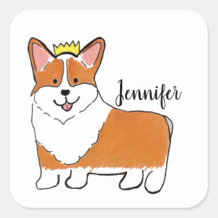 Royal corgi dog personalized square sticker