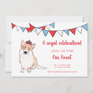 Royal corgi Platinum Jubilee party invitation