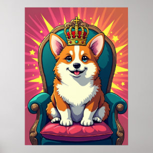 Royal Corgi with Crown – Funny Pop Art Poster