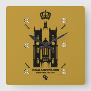 Royal Coronation Westminster Abbey Square Wall Clock
