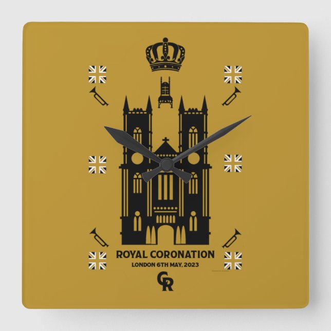 Royal Coronation Westminster Abbey     Square Wall Clock (Front)