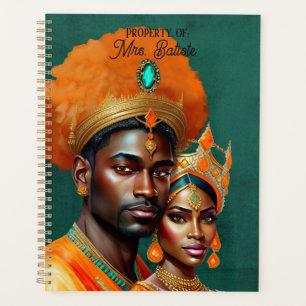 Royal Couple King Queen Orange Gold Teal  Planner