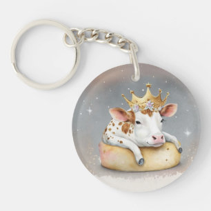 Royal Cow Dreaming on Cheese Throne                Key Ring