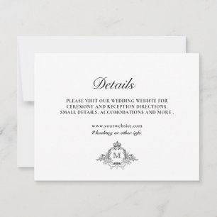 Royal Crest Elegant Wreath Monogram Details Card
