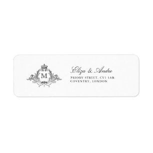 Royal Crest Elegant Wreath Monogram Return Address
