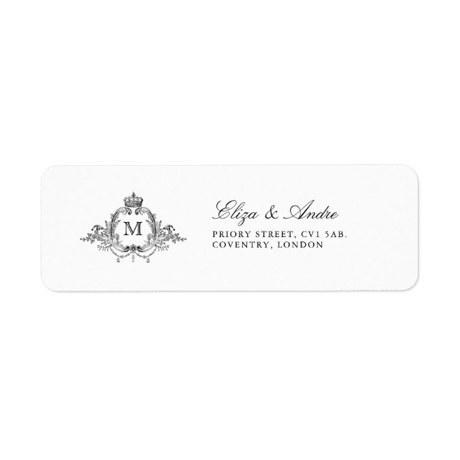 Royal Crest Elegant Wreath Monogram Return Address (Front)