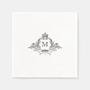 Royal Crest Elegant Wreath Monogram Wedding  Napkin