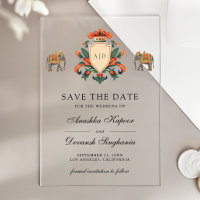 Royal Crest Elephant Indian Wedding Save the Date