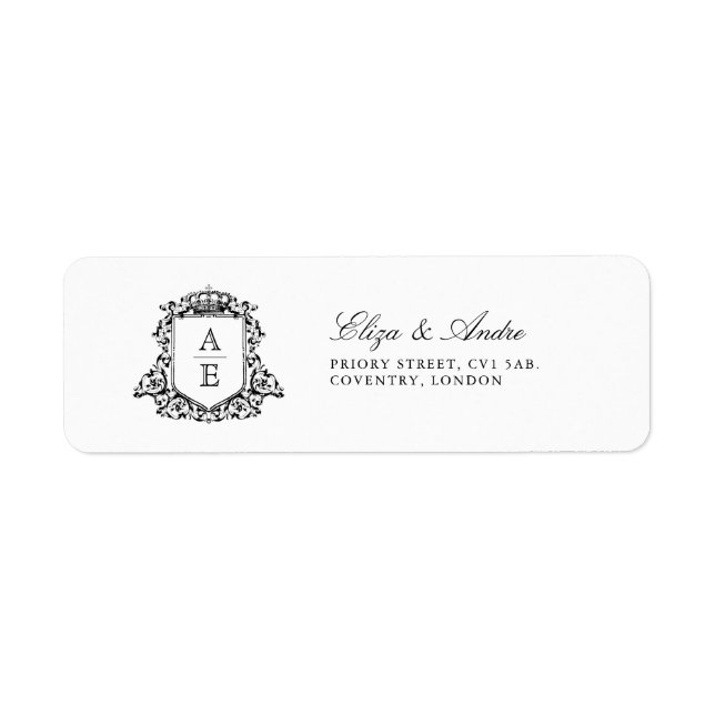 Royal Crest Emblem Monogram Return Address Labels (Front)