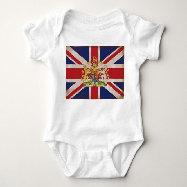 Royal Crest on Union Jack. Baby Bodysuit (Front)