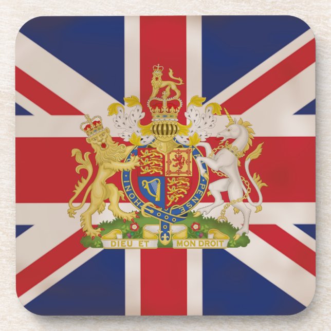 Royal Crest on Union Jack. Coaster (Front)