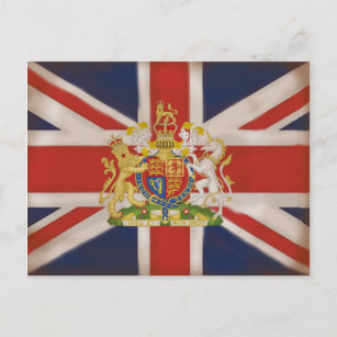 Royal Crest on Union Jack Flag Postcard