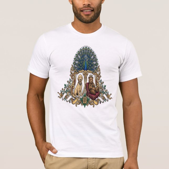 Royal Crest Peacock Bear Puppy T-Shirt (Front)