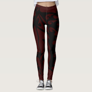 Royal Crimson Pony Horse Bronco Stallion Lineart Leggings
