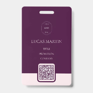 Royal Crimson QR code Employee Name Badge ID Badge