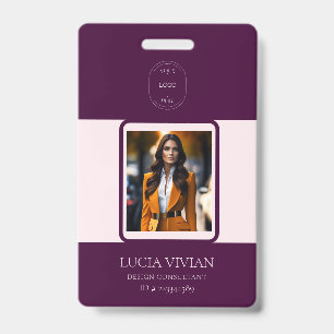 Royal Crimson QR code Photo Employee Name ID Badge