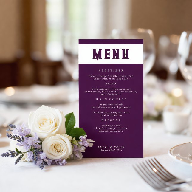 Royal Crimson Typography Wedding Menu Card (Creator Uploaded)