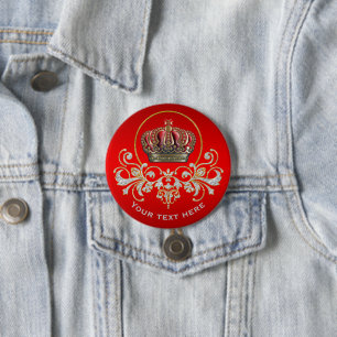 Royal Cross Crown - Gold Blue Red 7.5 Cm Round Badge